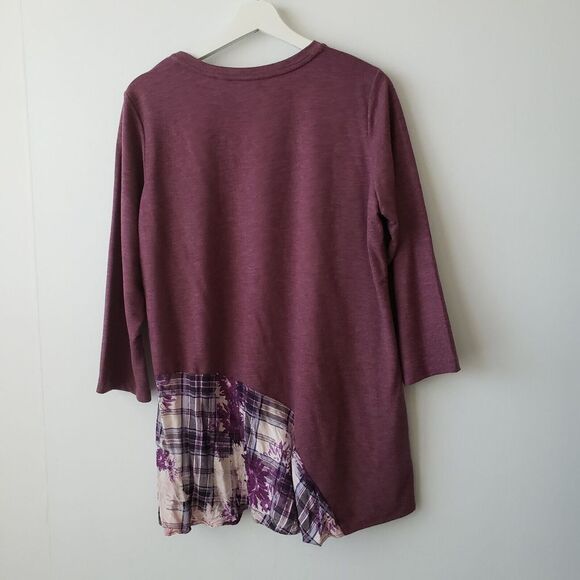 LOGO Lounge French Terry Knit Top Print Flounce size L - Picture 2 of 7